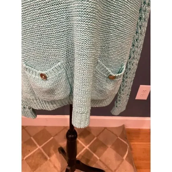 3/$15 Island Republic Women's Green Crochet Knit Pullover Sweater Size L - Picture 3 of 11